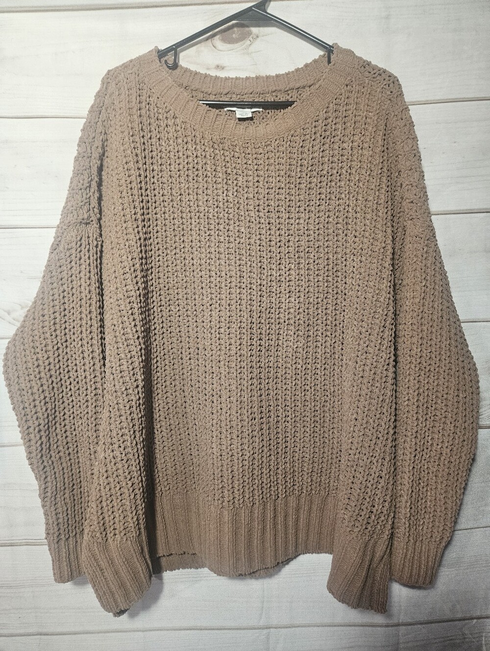NWT American Eagle Oversized Waffle Knit Sweater Size S Tan Brown Chunky Cozy